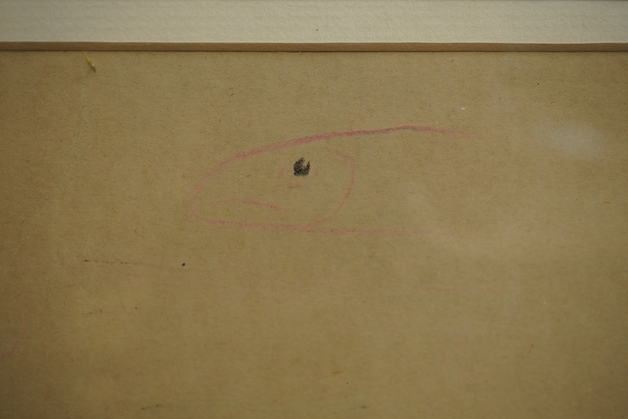 Modern British, Abstract composition, fish, unsigned, 19 x 29cm. Condition - colours appear muted